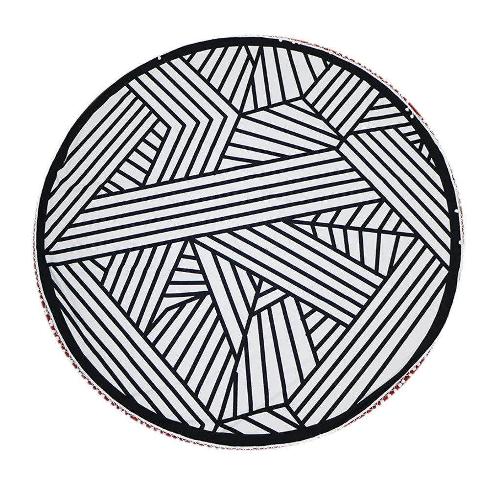 146cm Geometric Patterns Round Blanket Yoga Towel For Womens