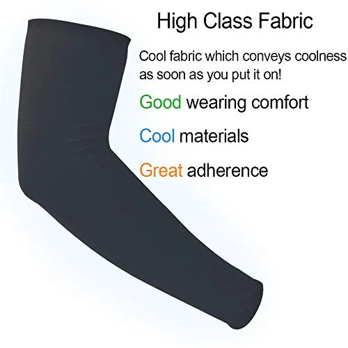 2 Pairs UV Sun Protection Cooling Arm Sleeves for Cycling, Running, Golf, Driving Sleeves for Men & Women (Gray   Gray)