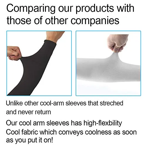 2 Pairs UV Sun Protection Cooling Arm Sleeves for Cycling, Running, Golf, Driving Sleeves for Men & Women (Gray   Gray)