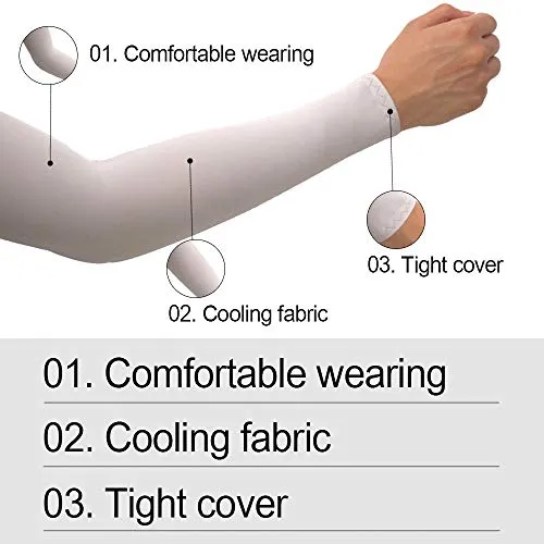 2 Pairs UV Sun Protection Cooling Arm Sleeves for Cycling, Running, Golf, Driving Sleeves for Men & Women (Gray   Gray)