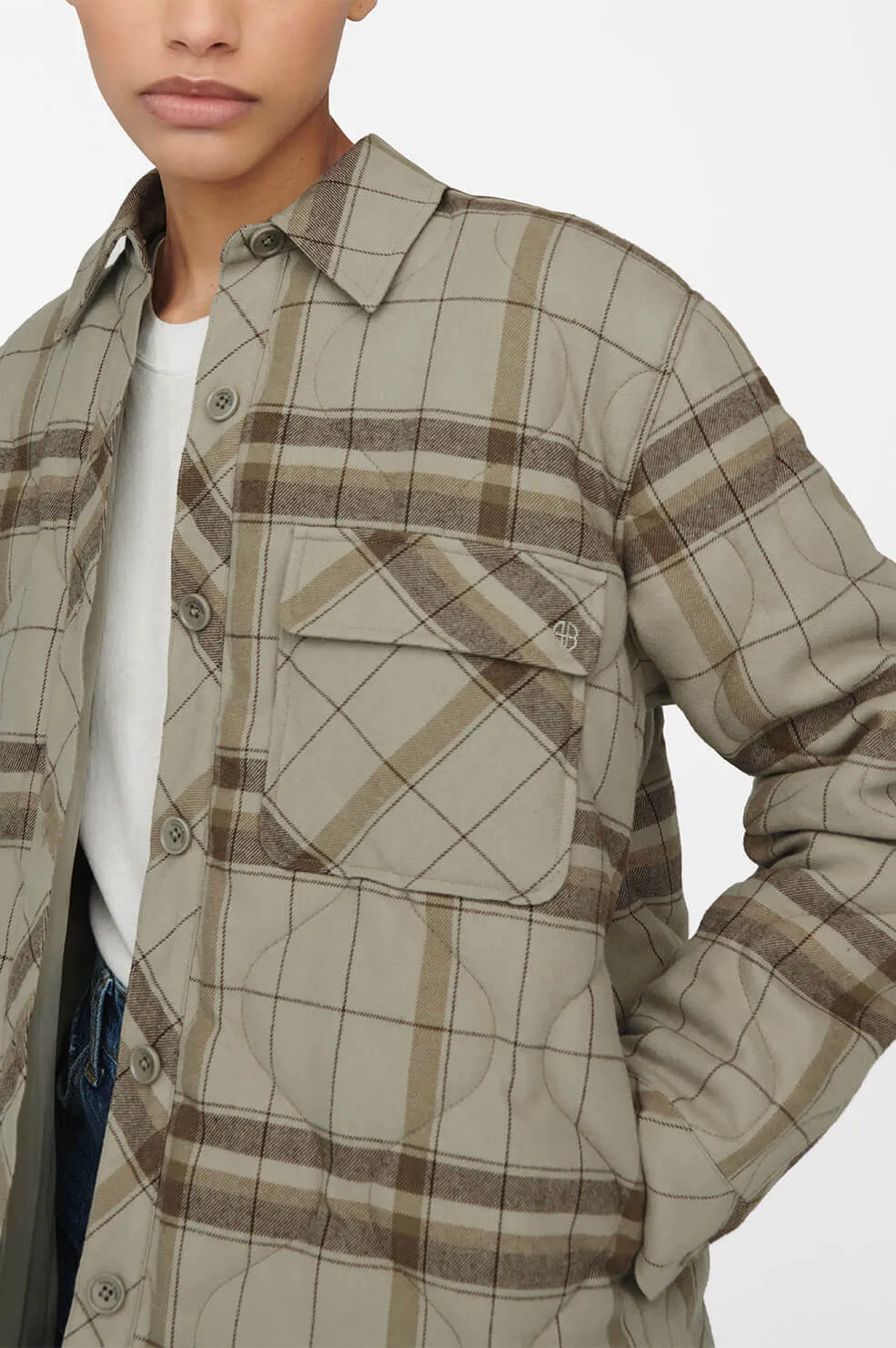 Anine Bing - Jacob Jacket in Green Khaki Plaid