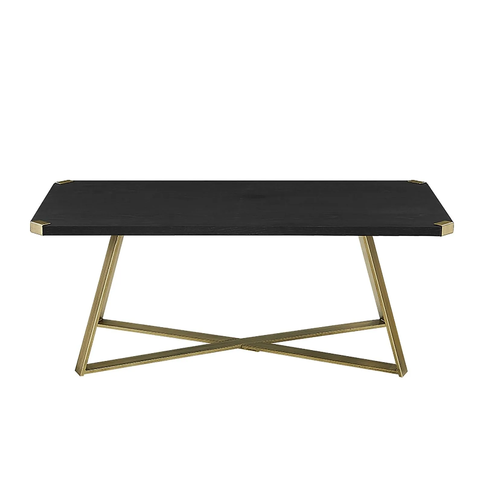 Capri Coffee Table 1100mm Gold Metal Leg and Metal Highlights Black Oak by Criterion™
