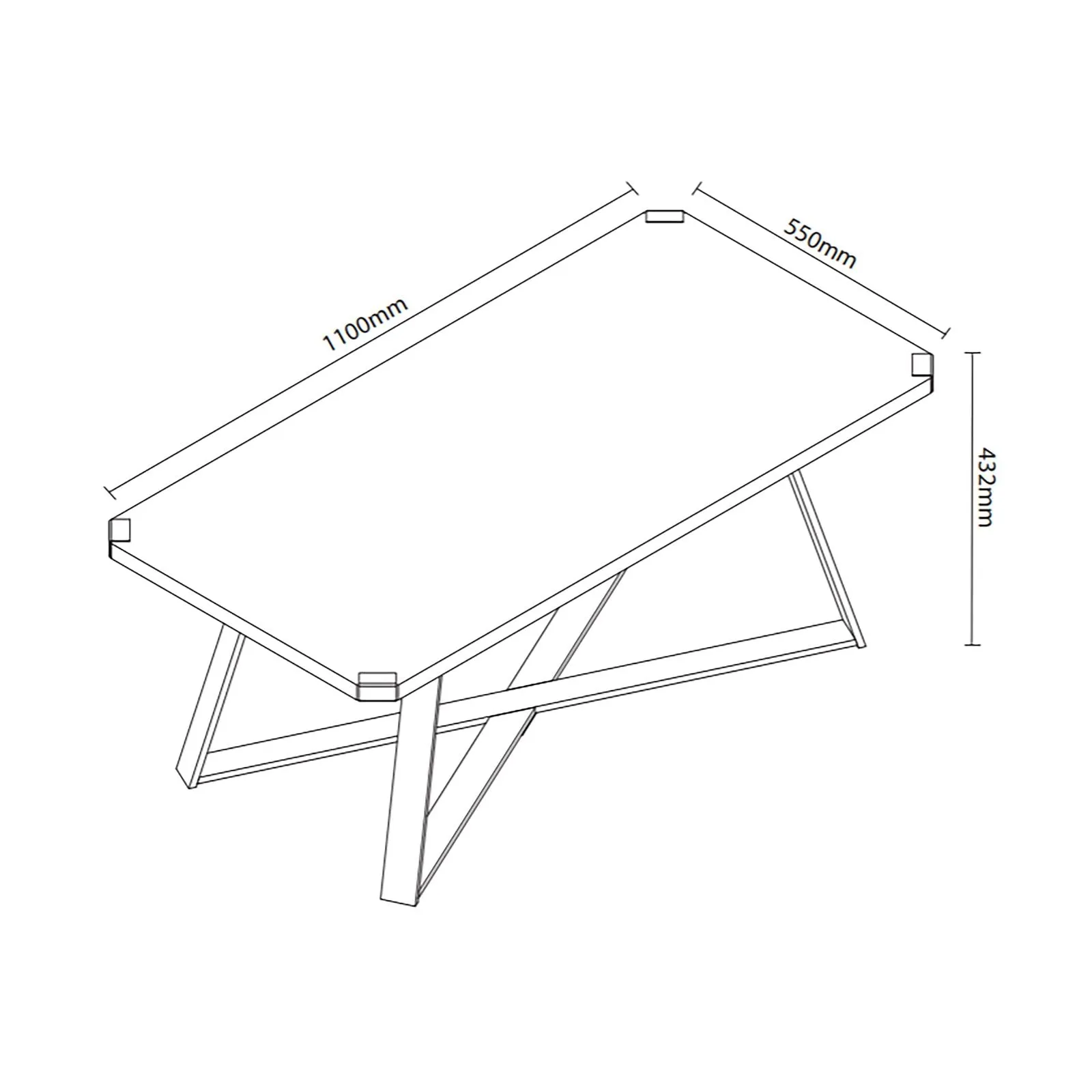 Capri Coffee Table 1100mm Gold Metal Leg and Metal Highlights Black Oak by Criterion™