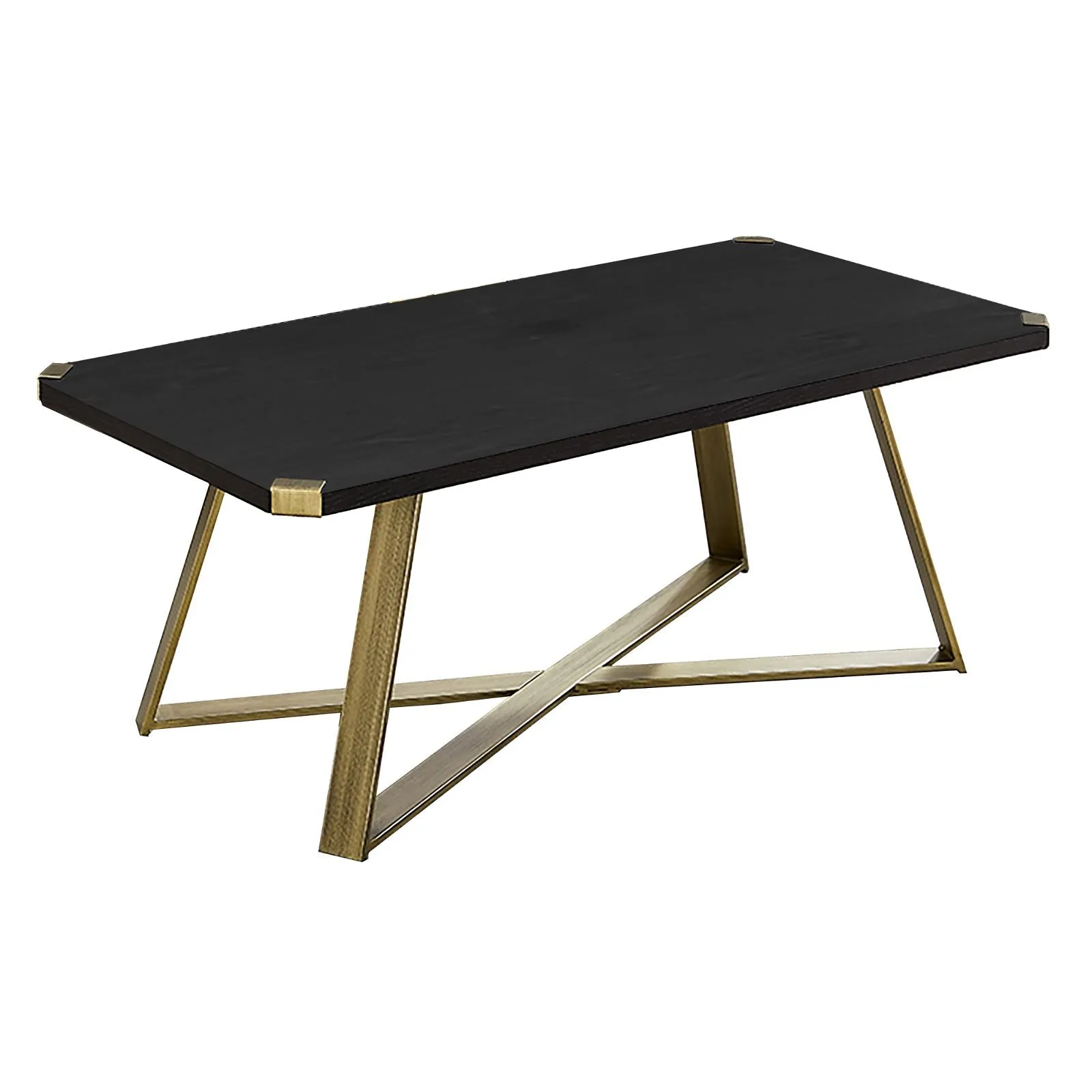 Capri Coffee Table 1100mm Gold Metal Leg and Metal Highlights Black Oak by Criterion™