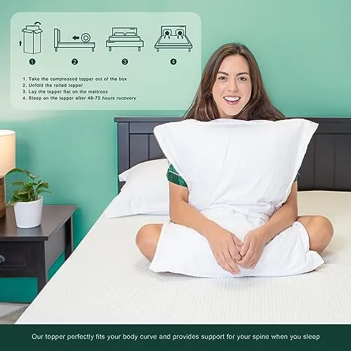 CHUN YI 3 inch Thick Single Memory Foam Mattress Topper