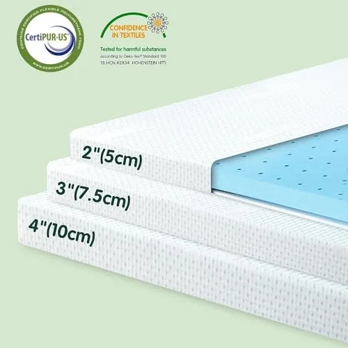 CHUN YI 3 inch Thick Single Memory Foam Mattress Topper