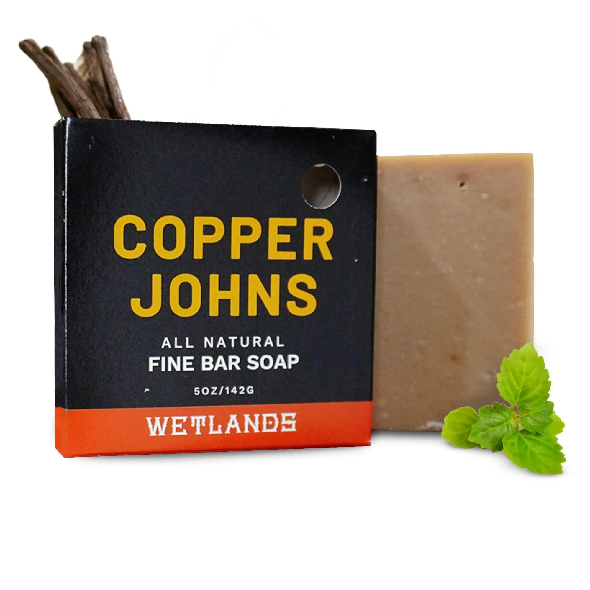 Copper Johns Bar Soap | For Both Beard & Body | Made with Natural Oils and Organic Shea Butter | Wetlands | 5 oz