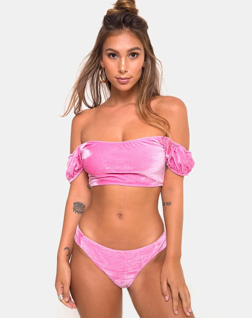 Fabienne Bikini Bottom in Velvet Candy Pink