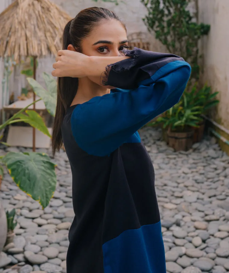 Fall Winter '23 - Pashmina Colour Block Blue Indigo