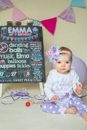 Girls First Birthday Outfit, Shirt or Onepiece, Bloomers, Hairbow, Headband, and Baby Legs, long or short sleeves