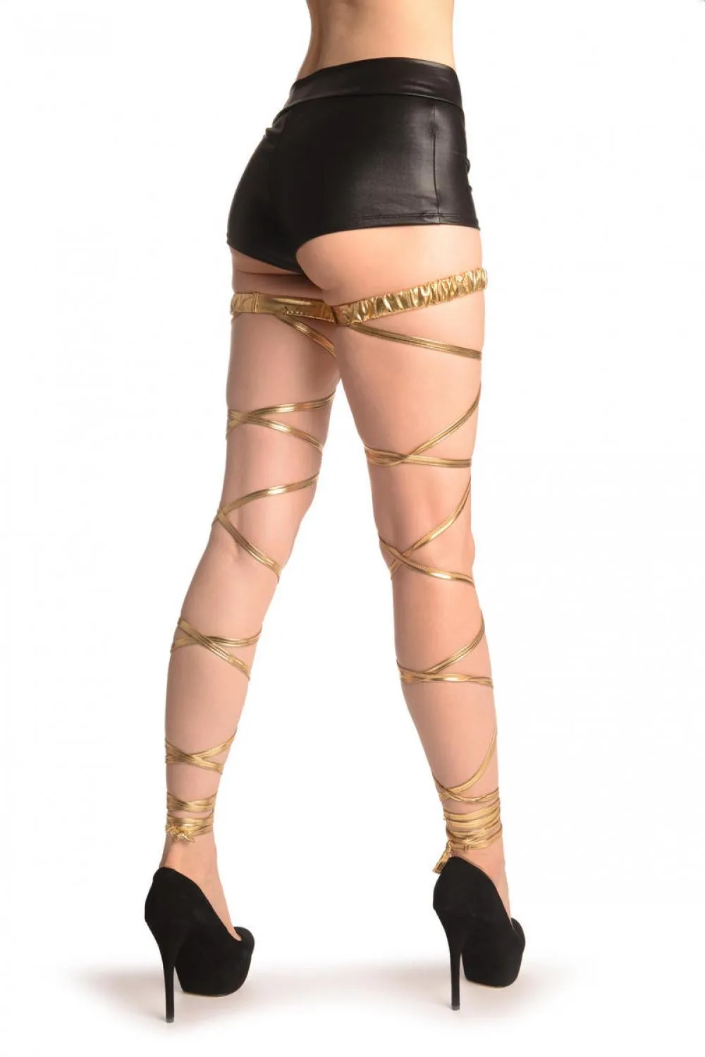 Gold Metallic Leg Wrap With Elasticated Top