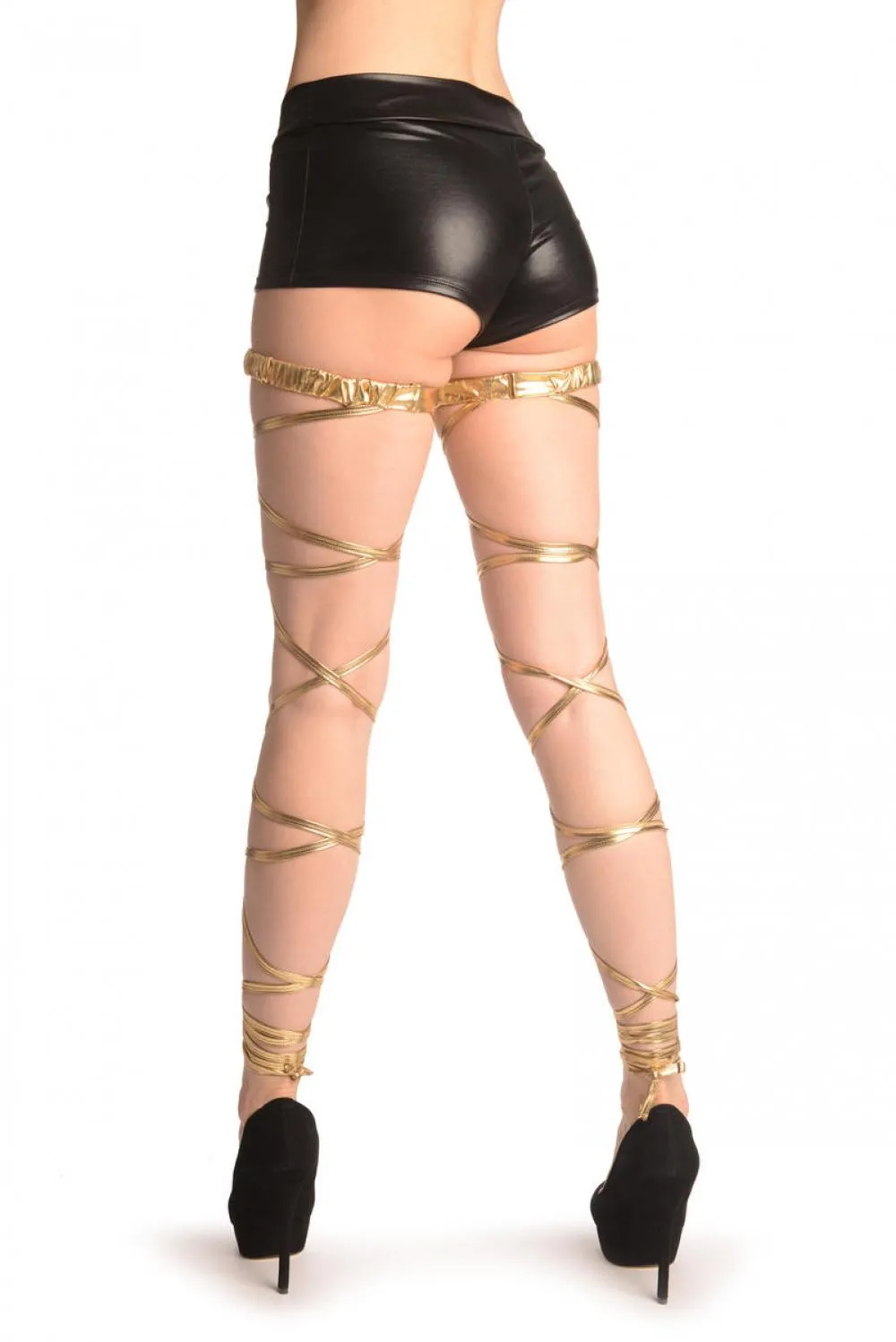 Gold Metallic Leg Wrap With Elasticated Top