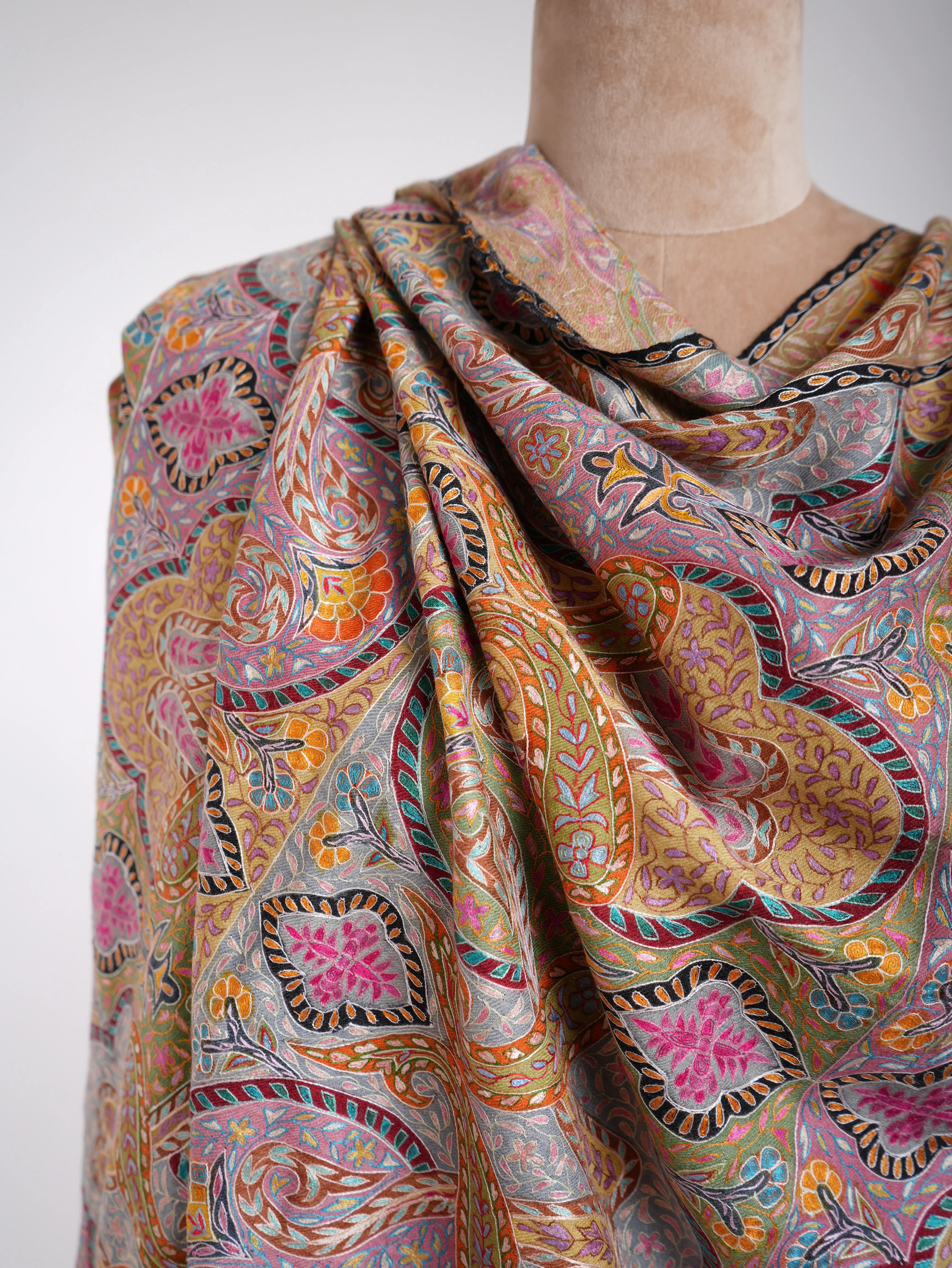 Handpainted Kalamkari Indian Pashmina Shawl