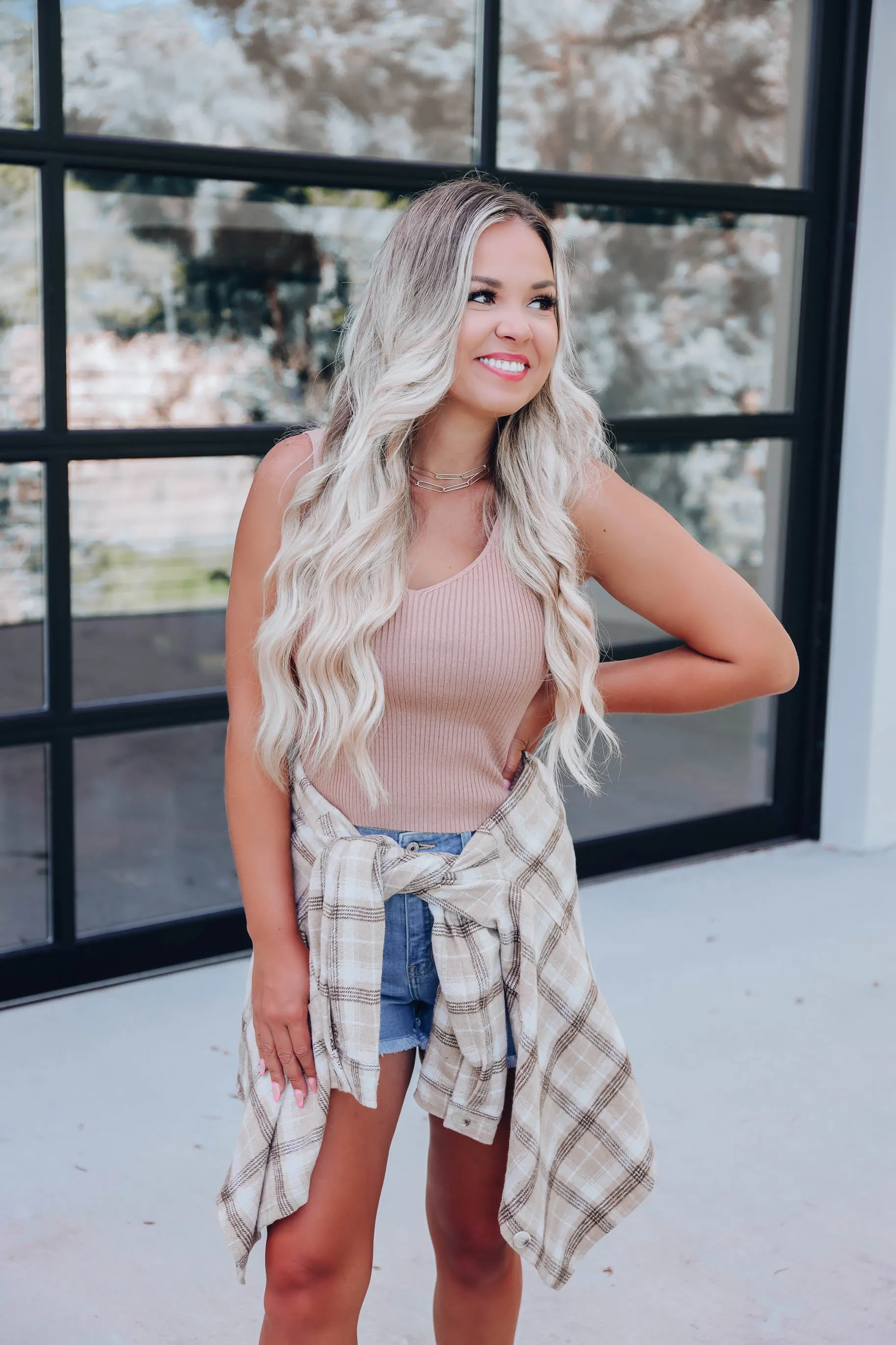Heather Rib Knit Cami - Sand