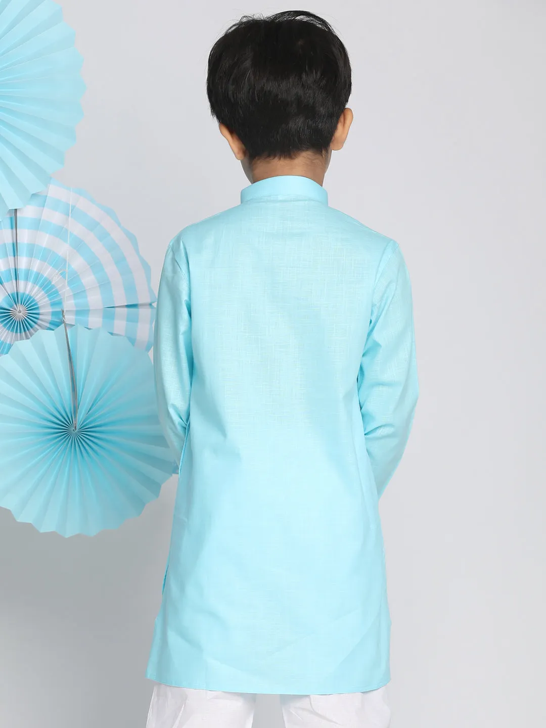 Jashvi Boys Aqua Solid Kurta