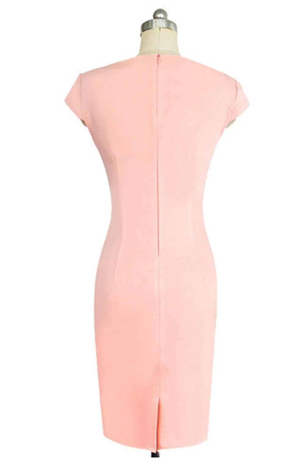 KettyMore Women Trim Lace Cap Sleeve Slim Fit Pencil Dress-KMWD202