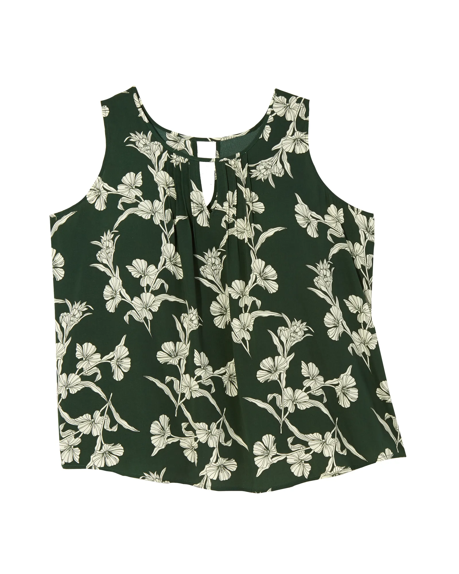 Kianna Sleeveless Keyhole Blouse | Forest Green