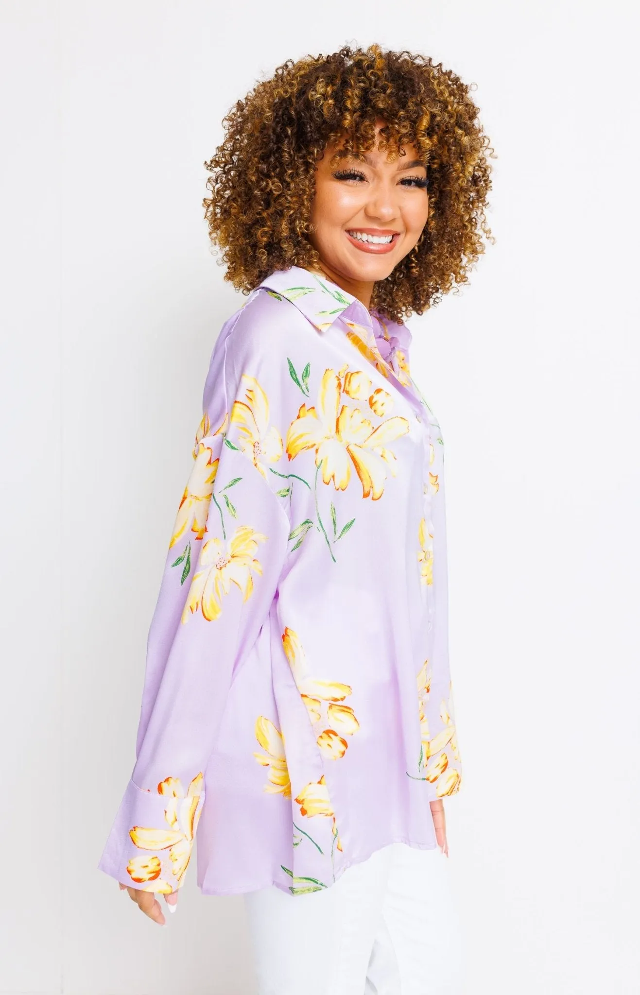 Living Lavish Satin Top, LAVENDER