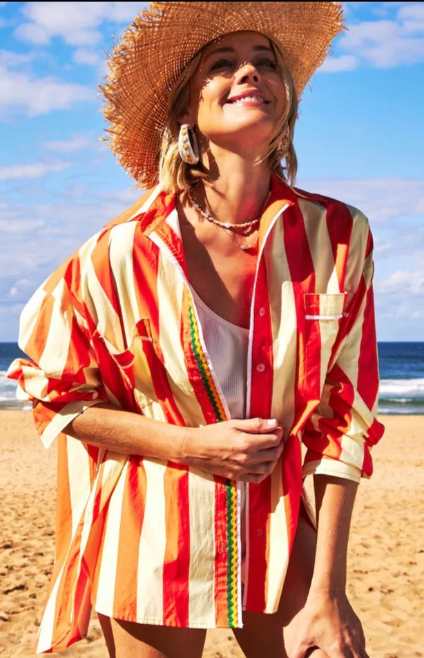 Lucky Stripe Shirt - Dark Orange & Pastel Lemon