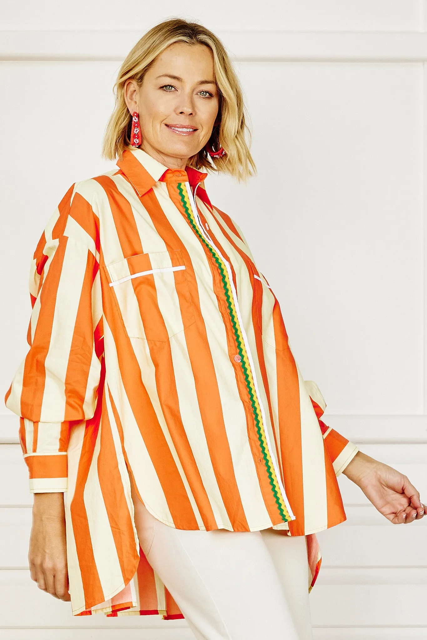 Lucky Stripe Shirt - Dark Orange & Pastel Lemon
