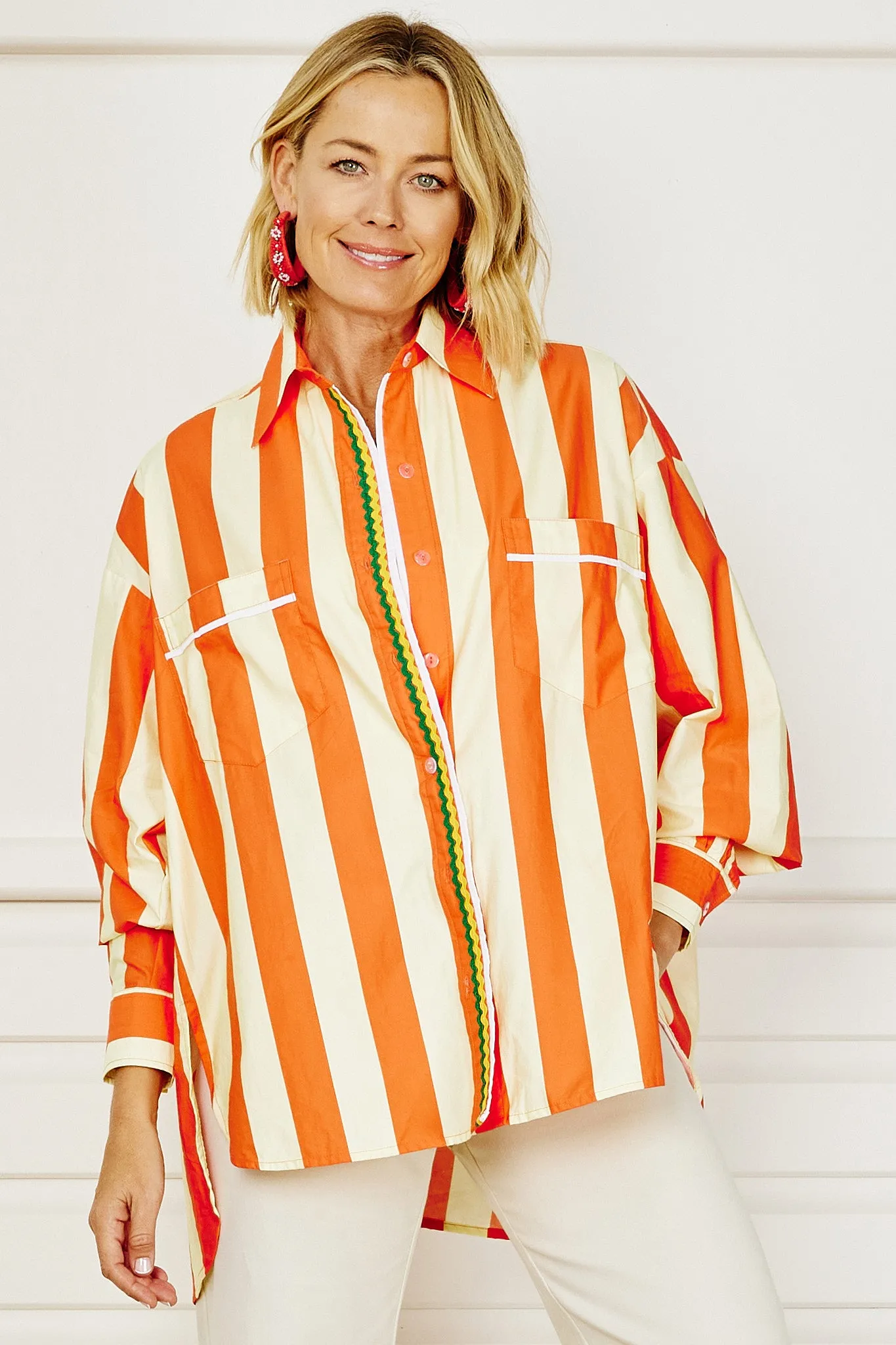Lucky Stripe Shirt - Dark Orange & Pastel Lemon