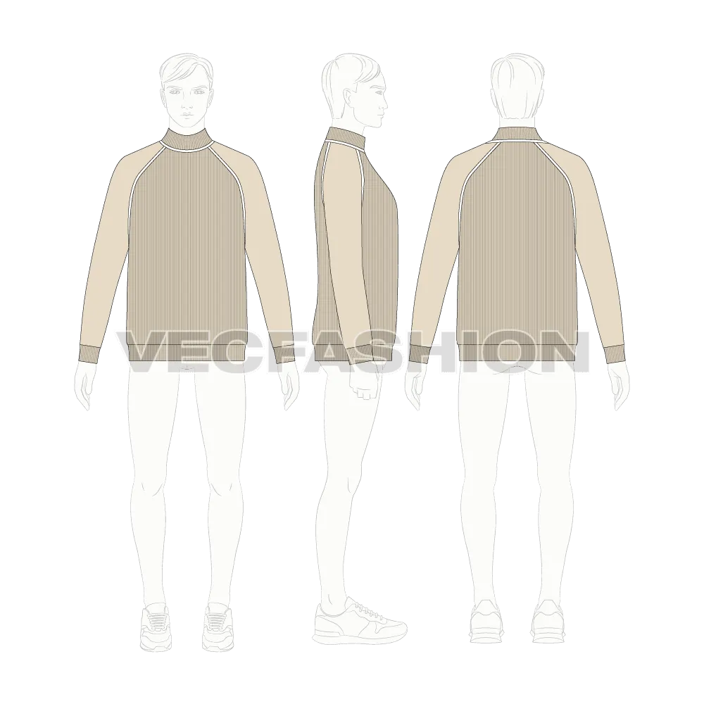 Mens Cashmere Roll neck Sweater Vector