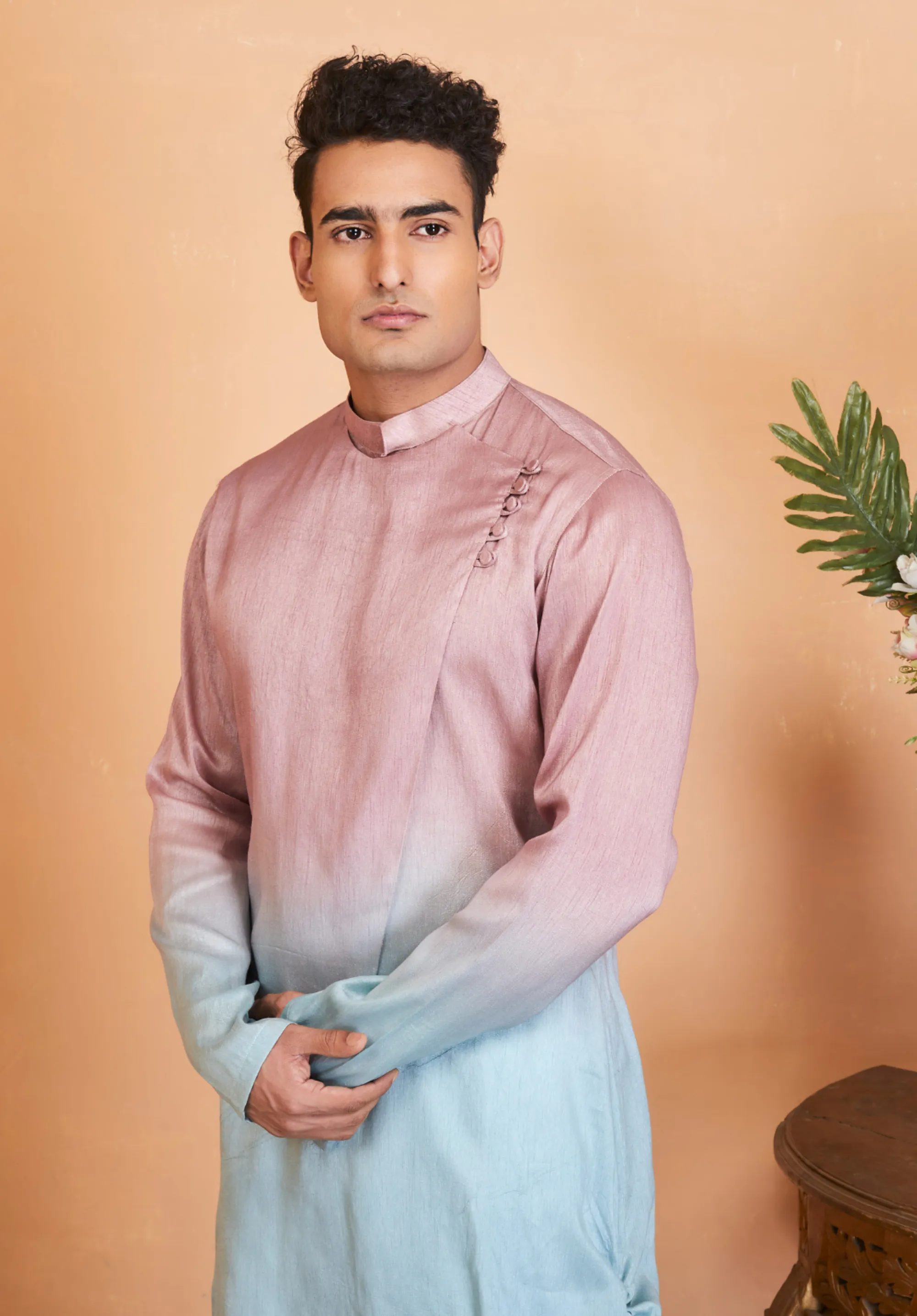Men's Glidden Ombre Flap Kurta With Crop Pants - Hilo Design
