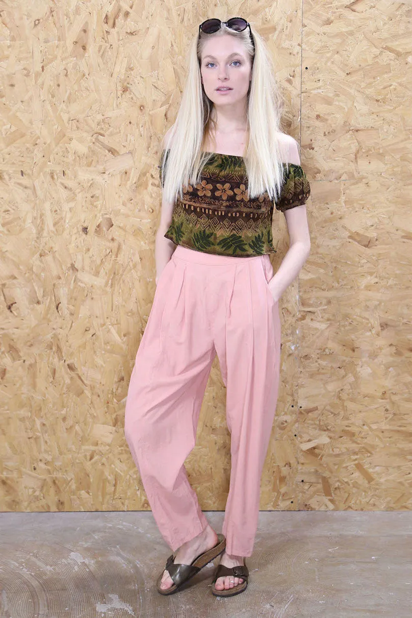 Pastel Peach Pink High Waisted Trousers
