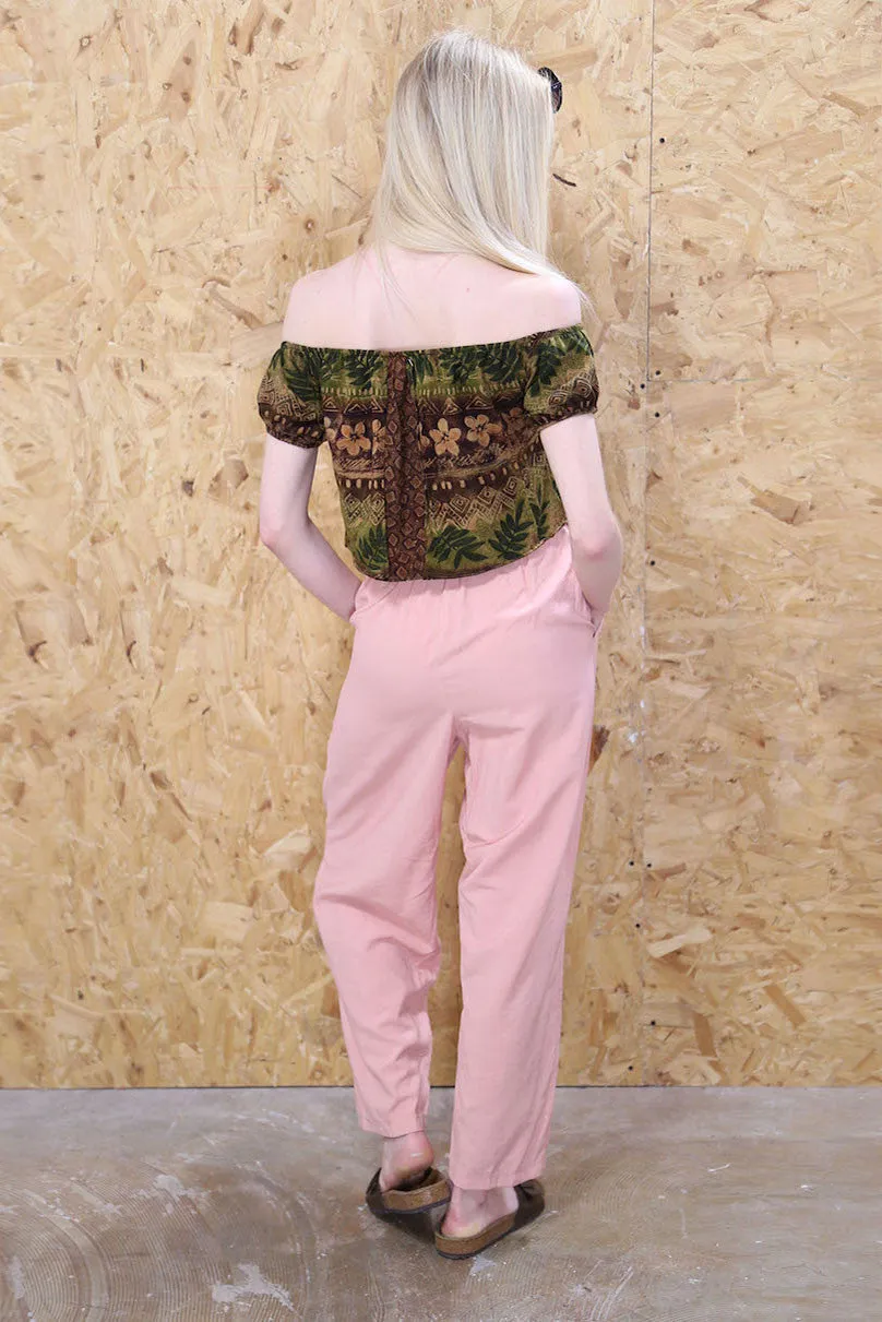 Pastel Peach Pink High Waisted Trousers