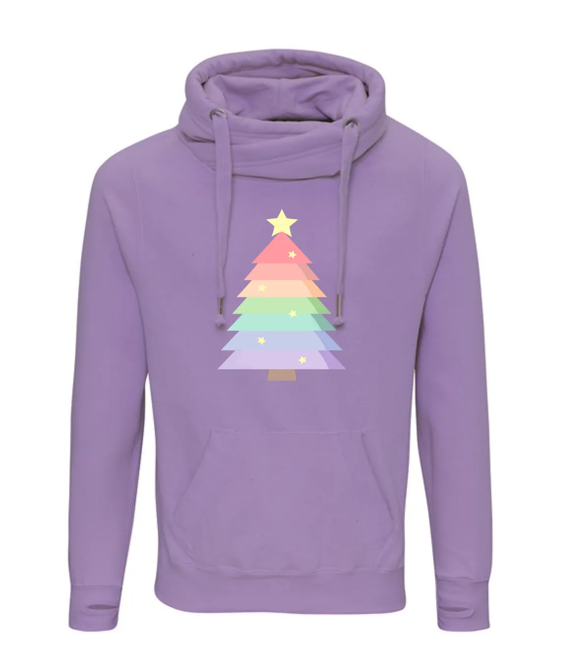 Pastel Rainbow 'Christmas Tree' Luxe Hoodie - Lavender