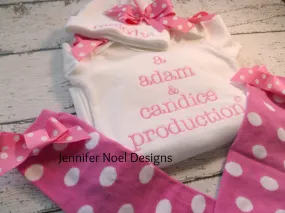 Personalized Girls Take Take Home From Hospital Outfit, Boys or Girls Gown and Hat Set, Girls Coming Home Outfit, ,
