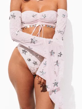 PHOENIX SPARKLE STAR ARM WARMERS - PINK/SILVER