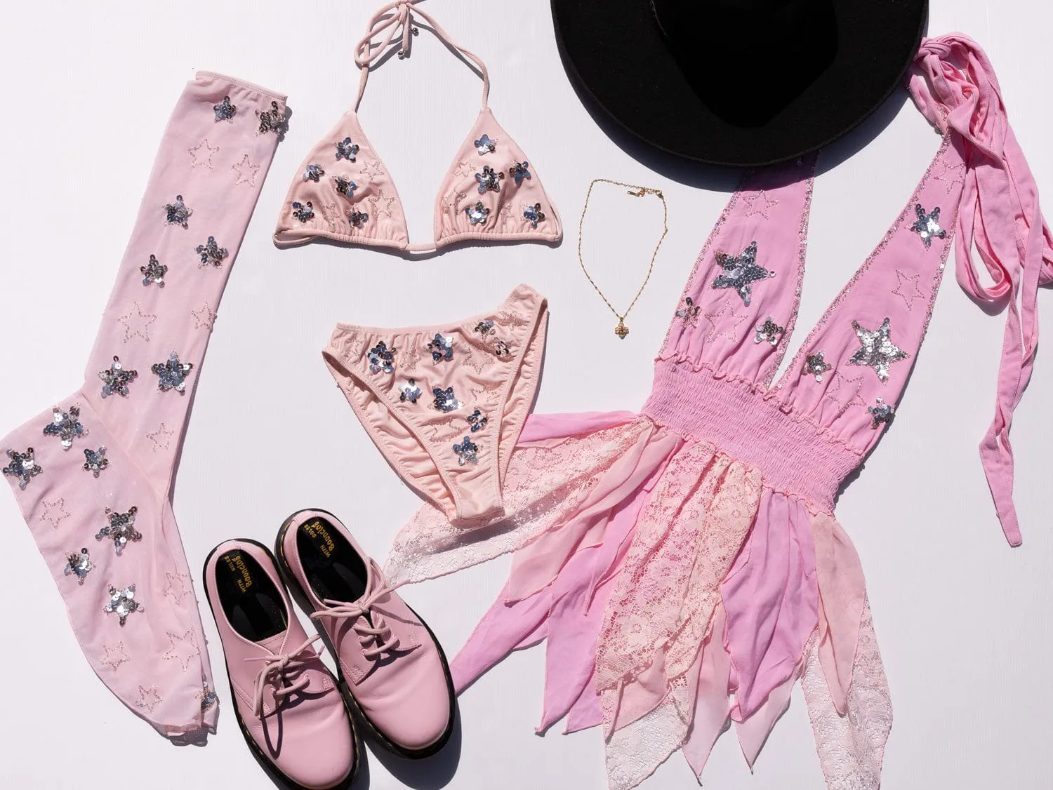 PHOENIX SPARKLE STAR ARM WARMERS - PINK/SILVER
