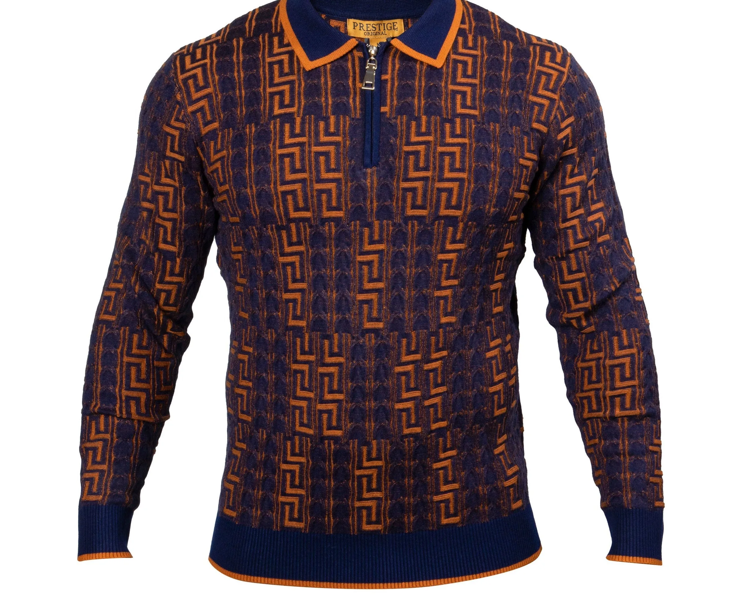 Prestige SW-571  L/S 3 Button Polo Cable Sweater Navy