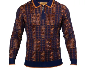 Prestige SW-571  L/S 3 Button Polo Cable Sweater Navy