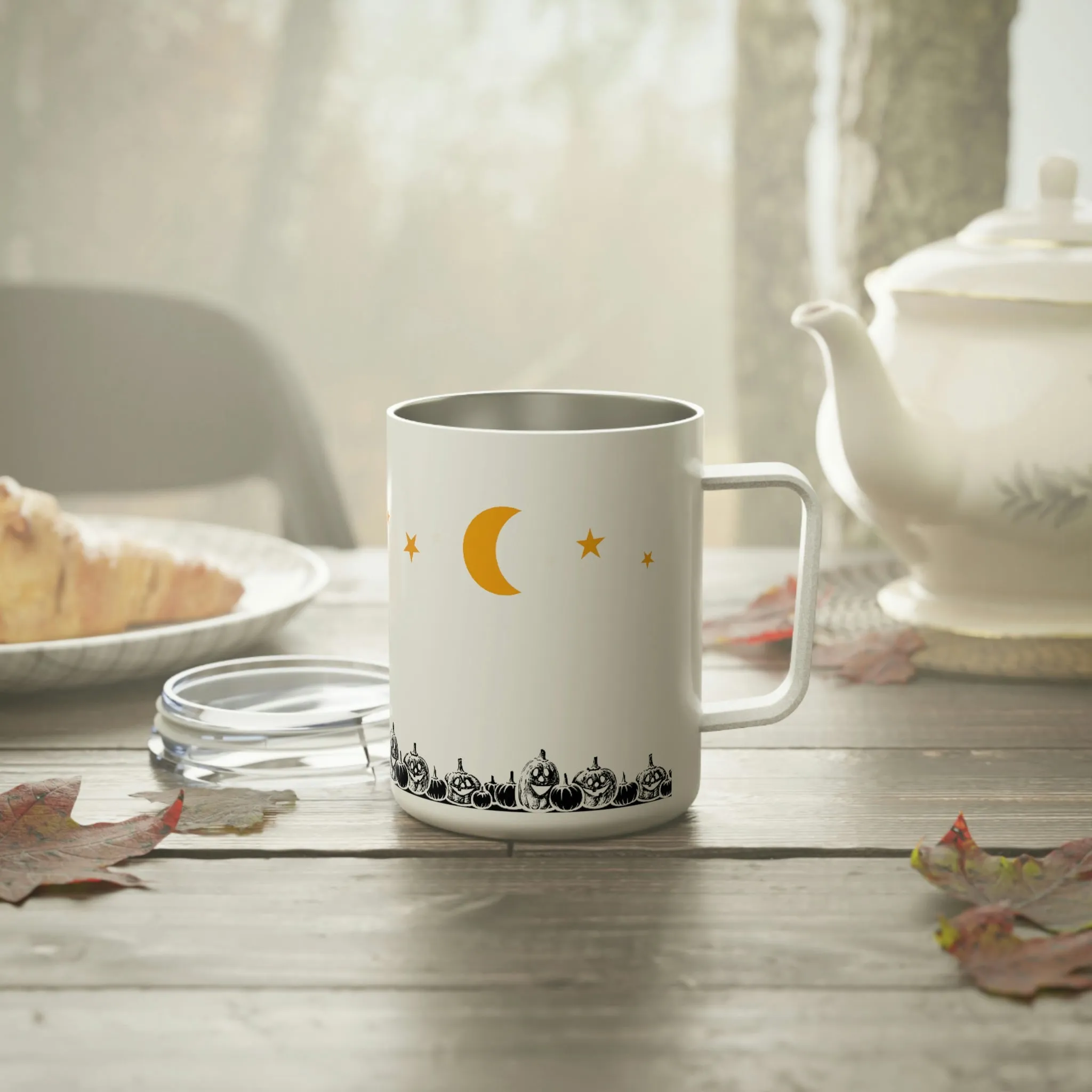 Pumpkin patch at night Insulated Coffee Mug, 10oz
