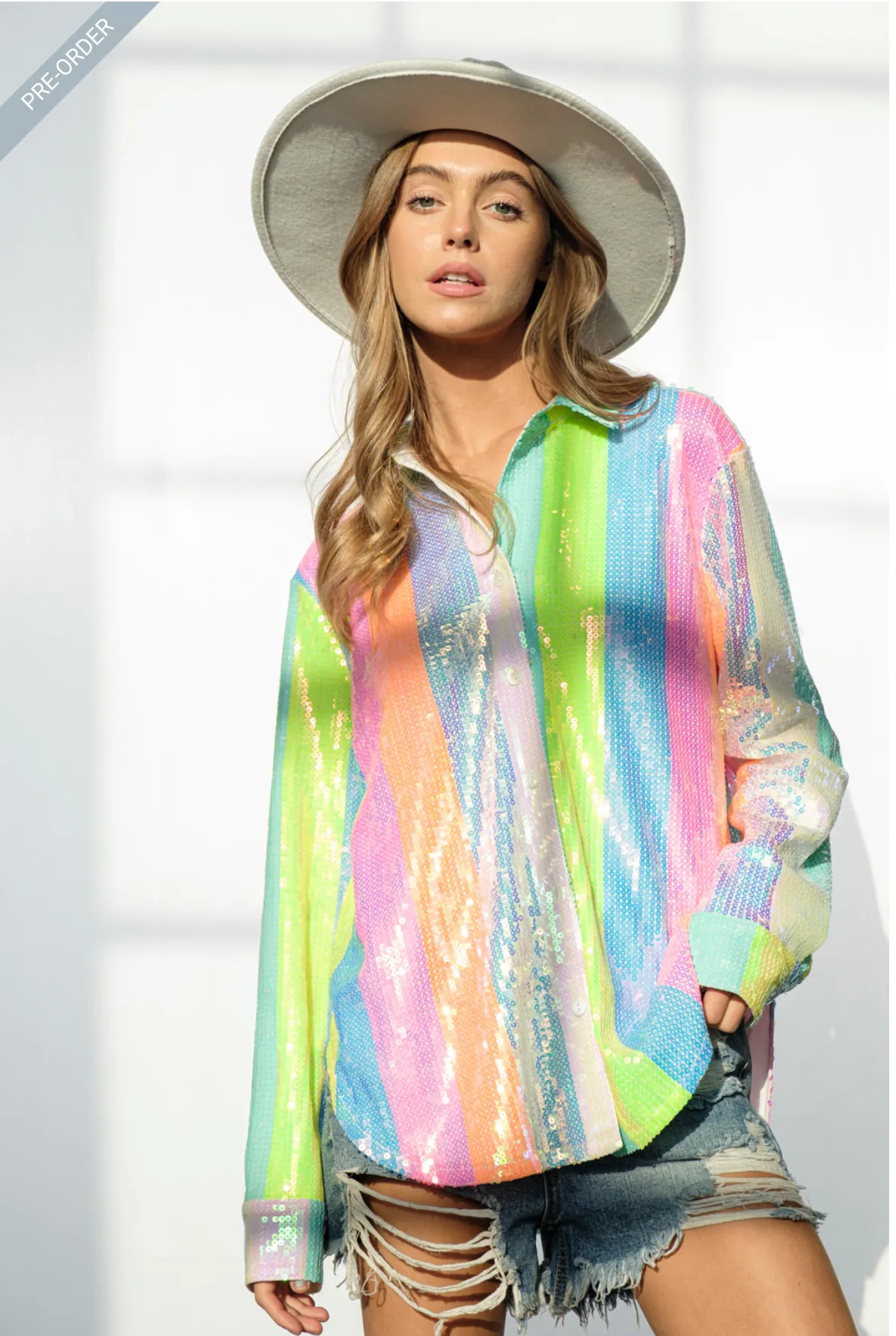 Sherbet Sequin Stripes Top