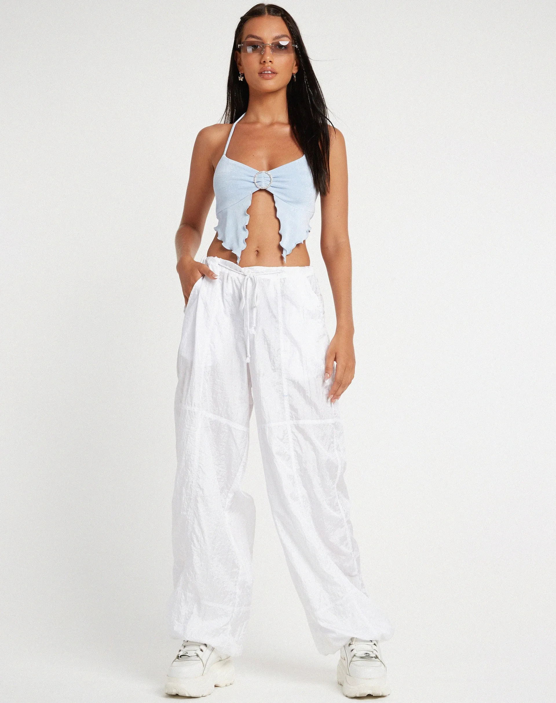 Shima Top in Crepe Baby Blue