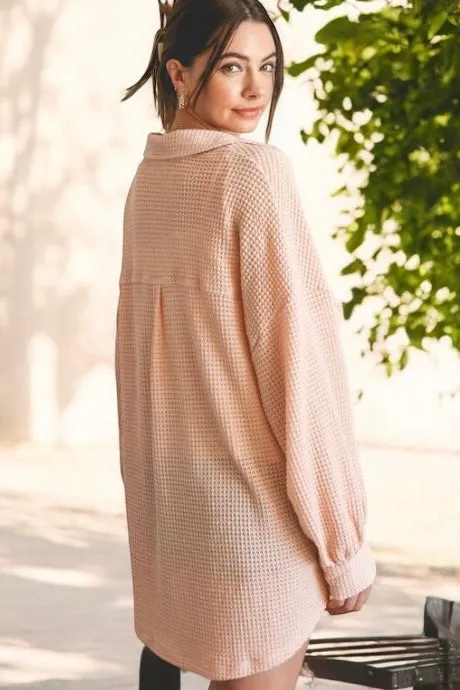 So My Everyday Soft Waffle Knit Oversized Button Down (3 Colors)