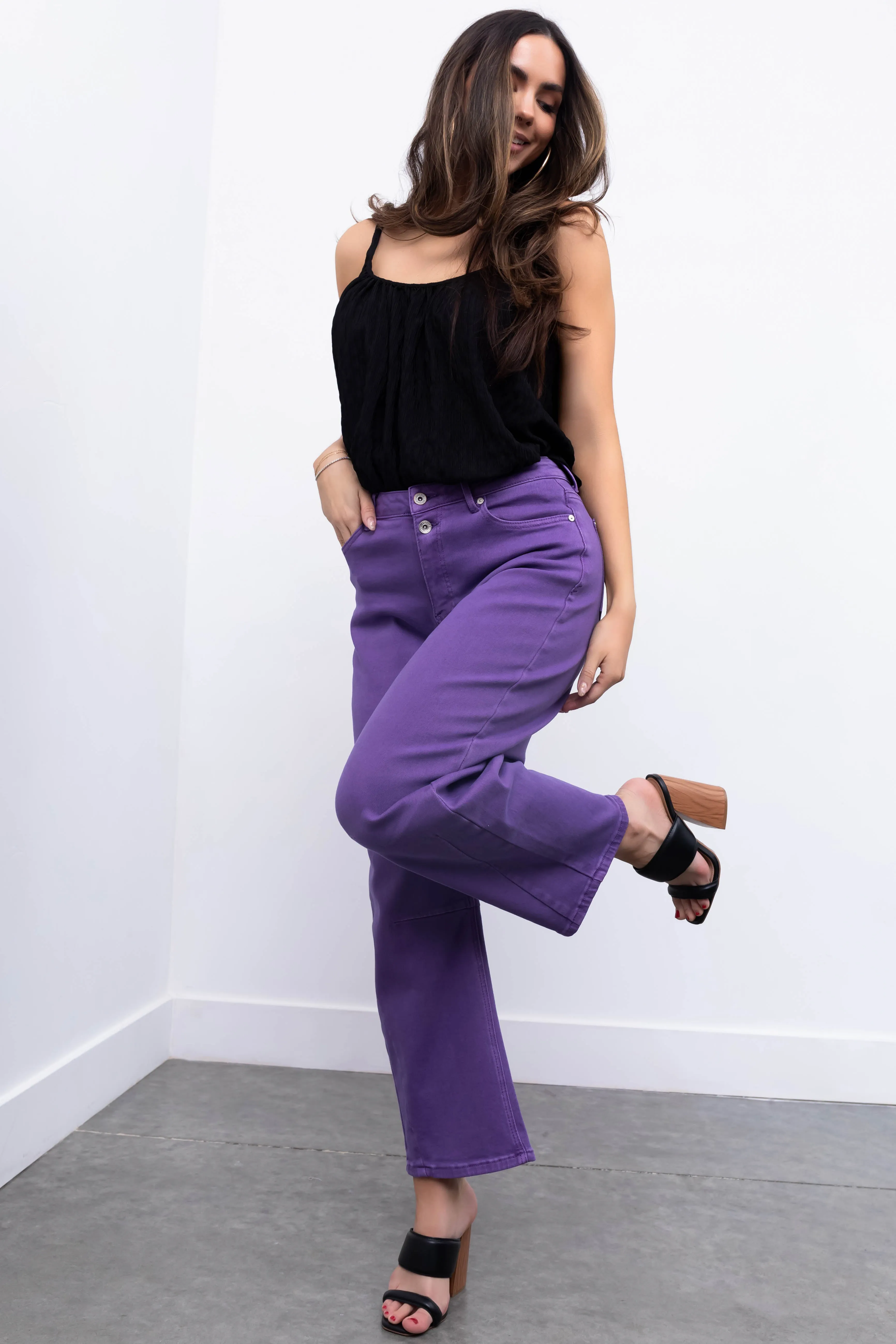 Special A Lavender Wide Leg Barrel Jeans