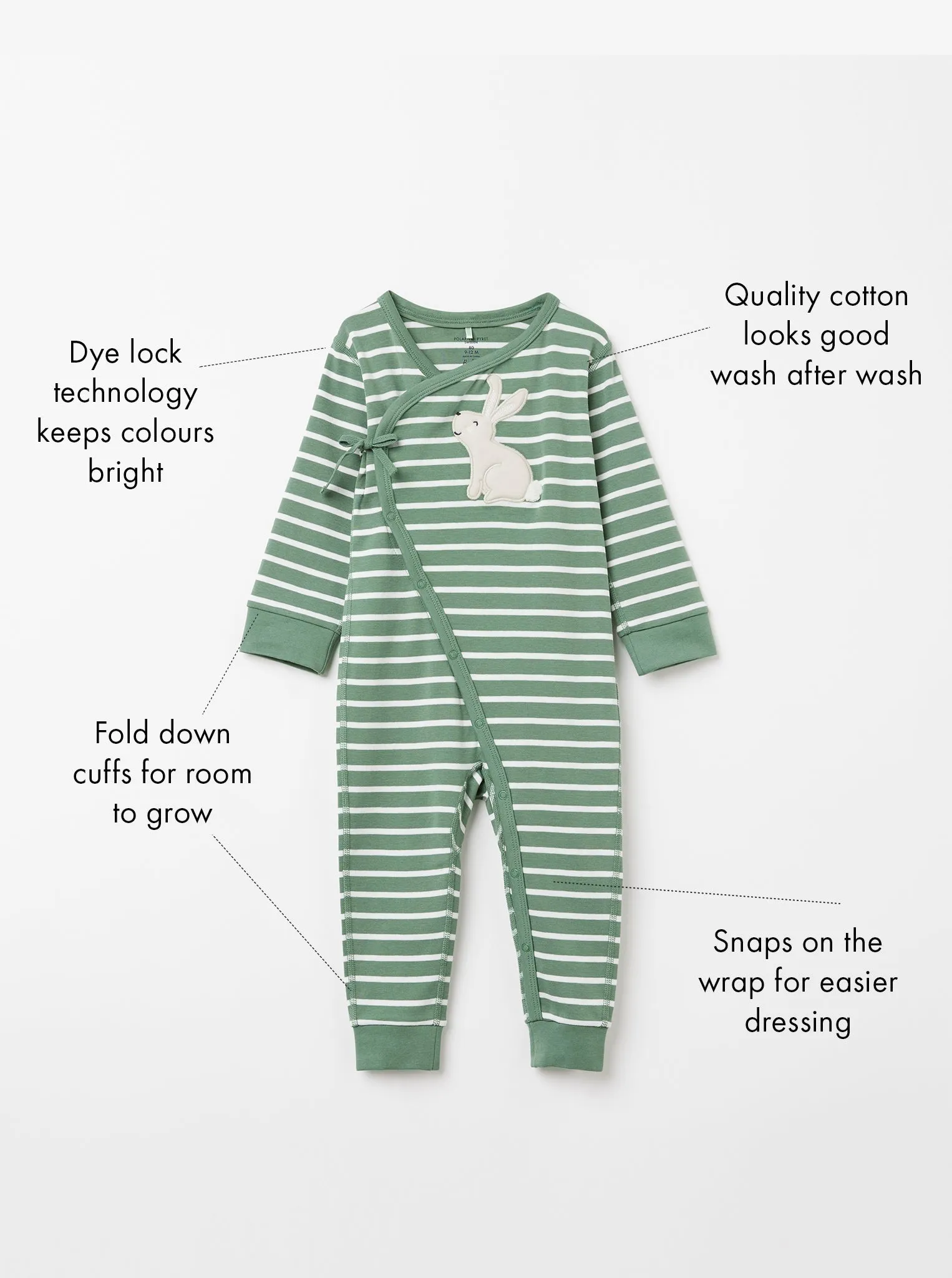 Striped Rabbit Appliqué Baby Romper