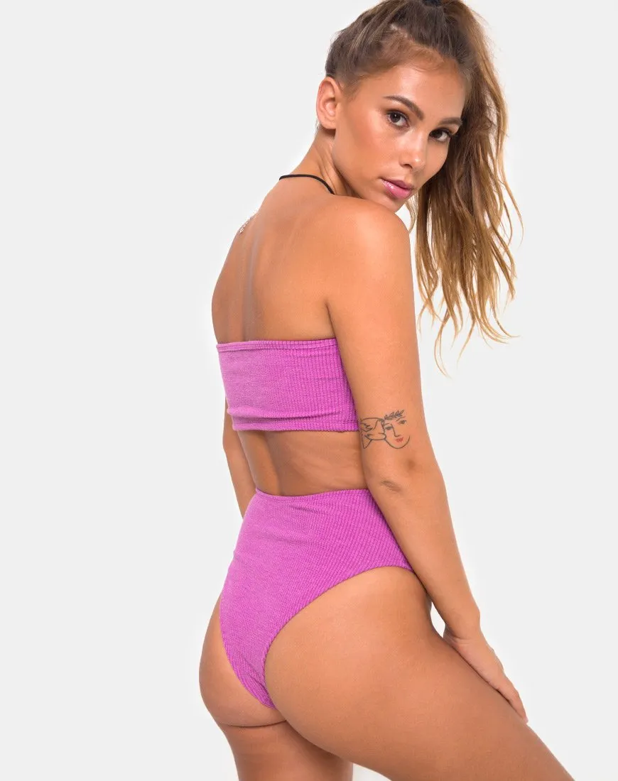Taya Bikini Bottom in Crinkle Rib Violet