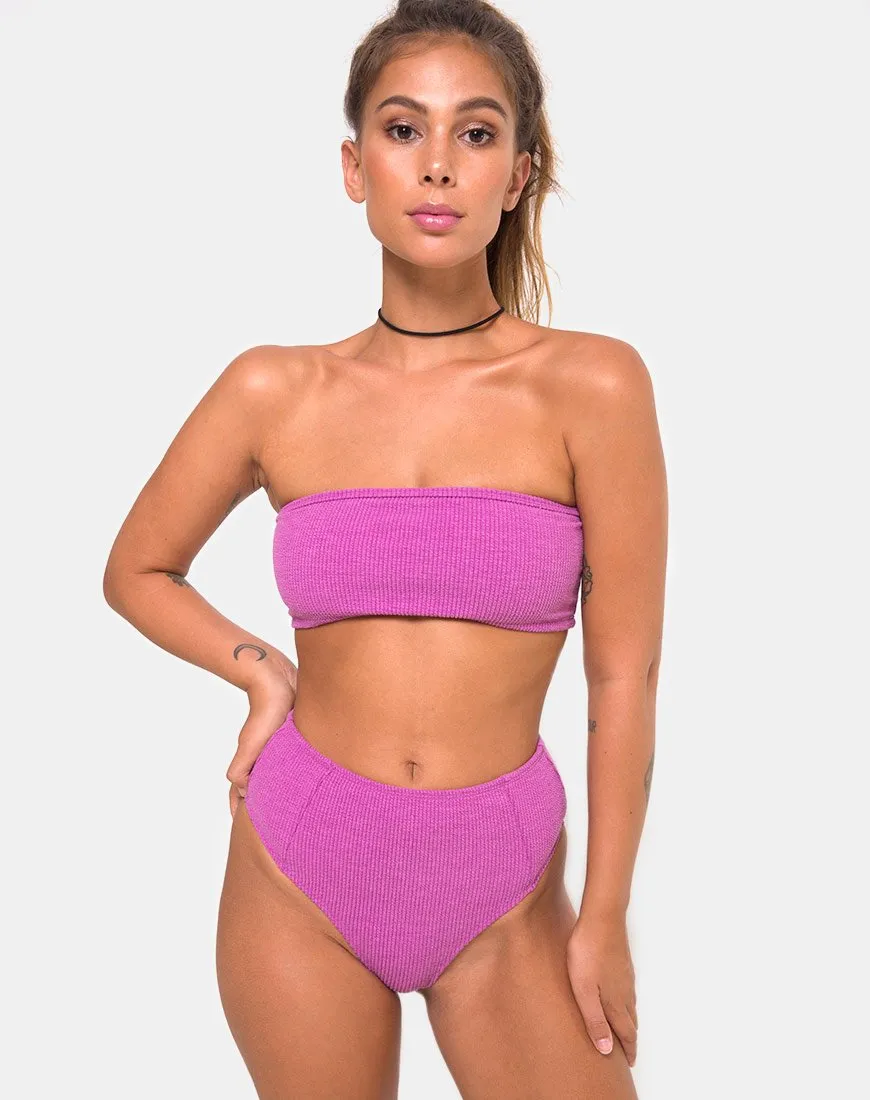 Taya Bikini Bottom in Crinkle Rib Violet
