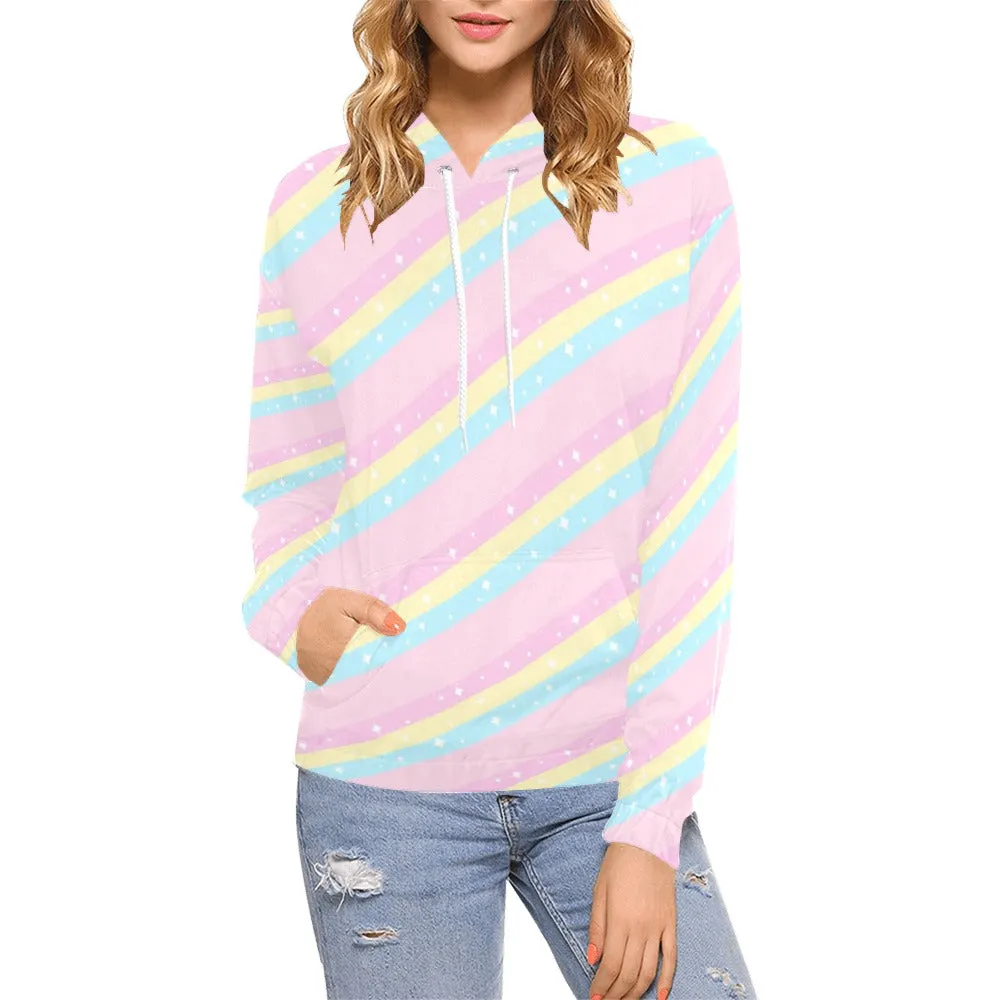 Teatime Fantasy Pink Rainbow Women's All Over Print Hoodie