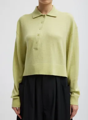 Washable Cashmere Easy Polo Cropped Sweater