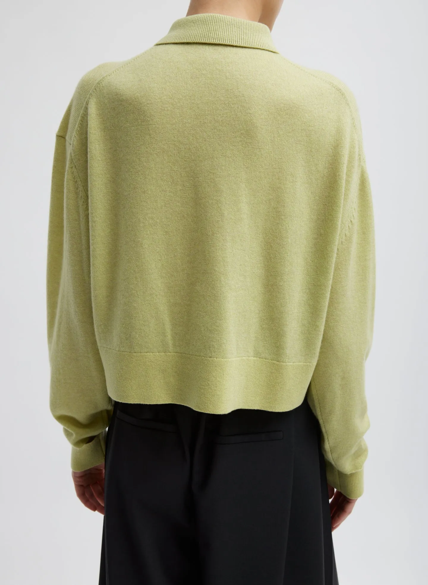 Washable Cashmere Easy Polo Cropped Sweater