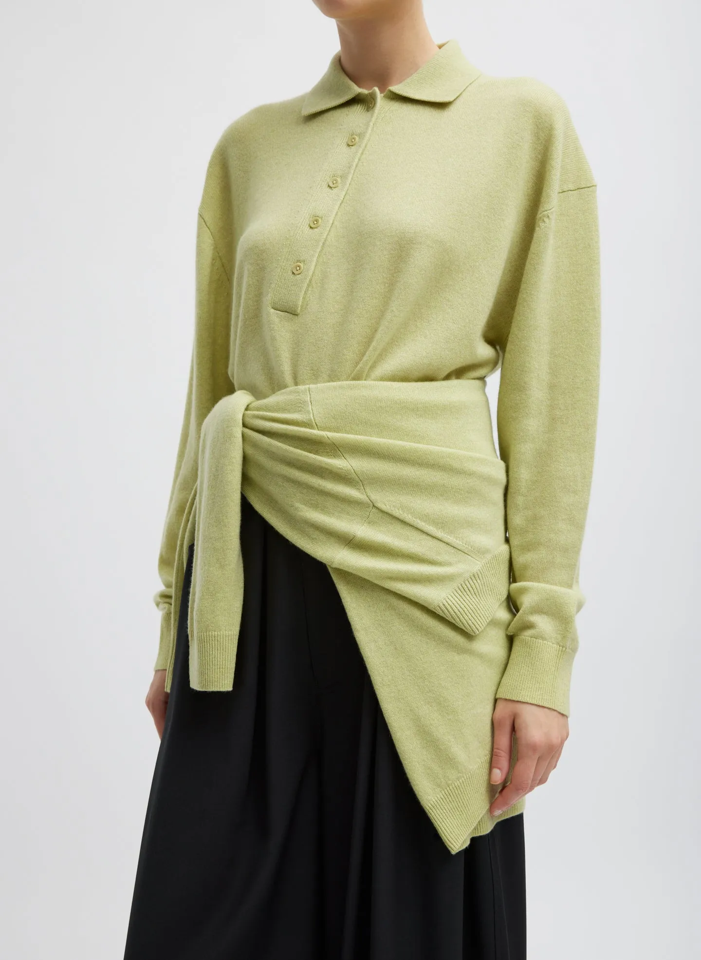 Washable Cashmere Easy Polo Cropped Sweater