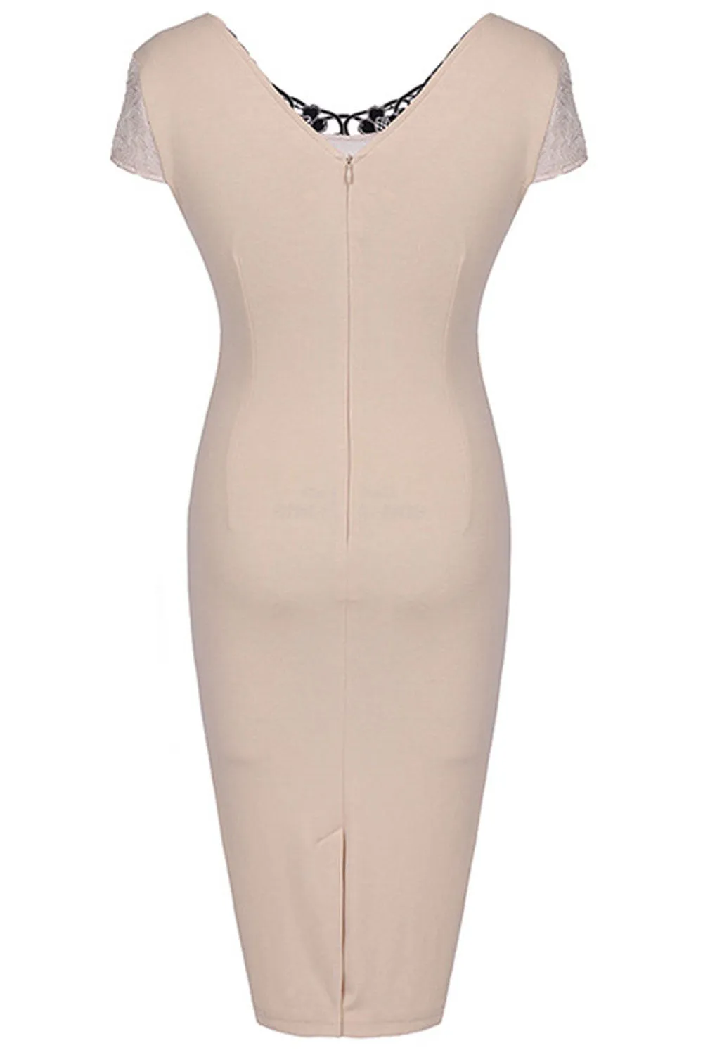 Women Lace Decorated Sleeveless Slim Pencil Dress - C2103KMD