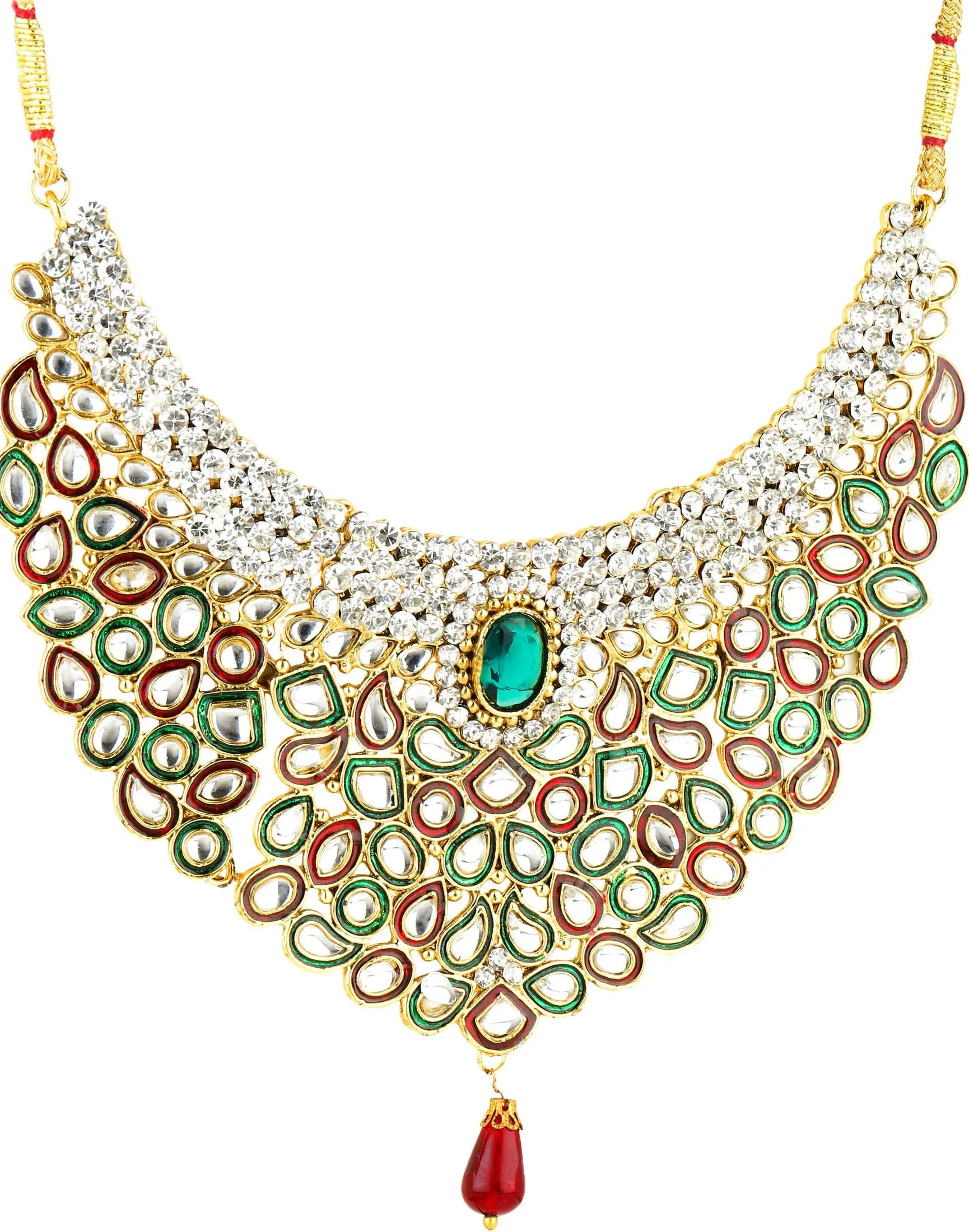 Yellow Chimes Kundan Necklace Traditional Jewellery Set with Earrings for Women & Girls