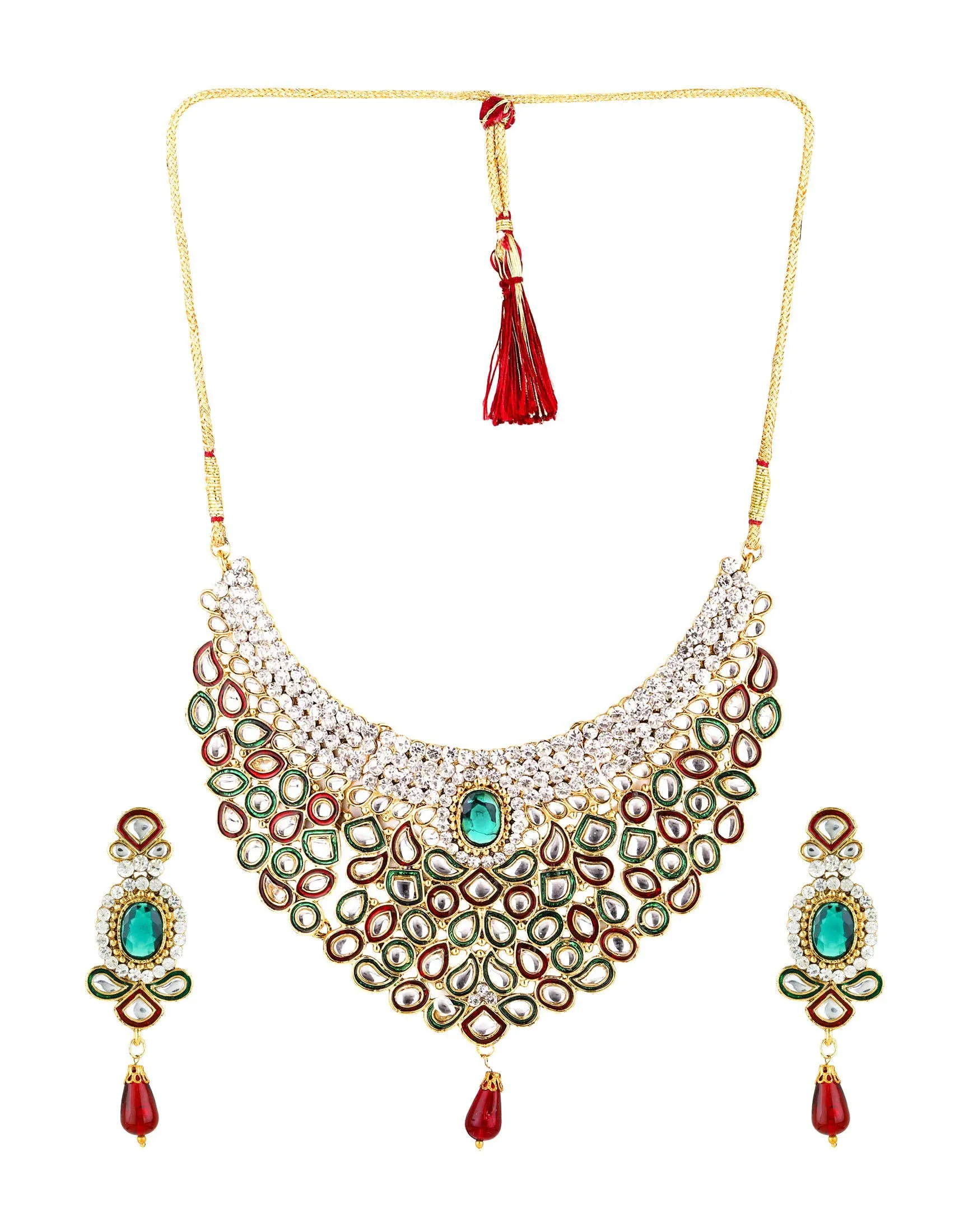 Yellow Chimes Kundan Necklace Traditional Jewellery Set with Earrings for Women & Girls